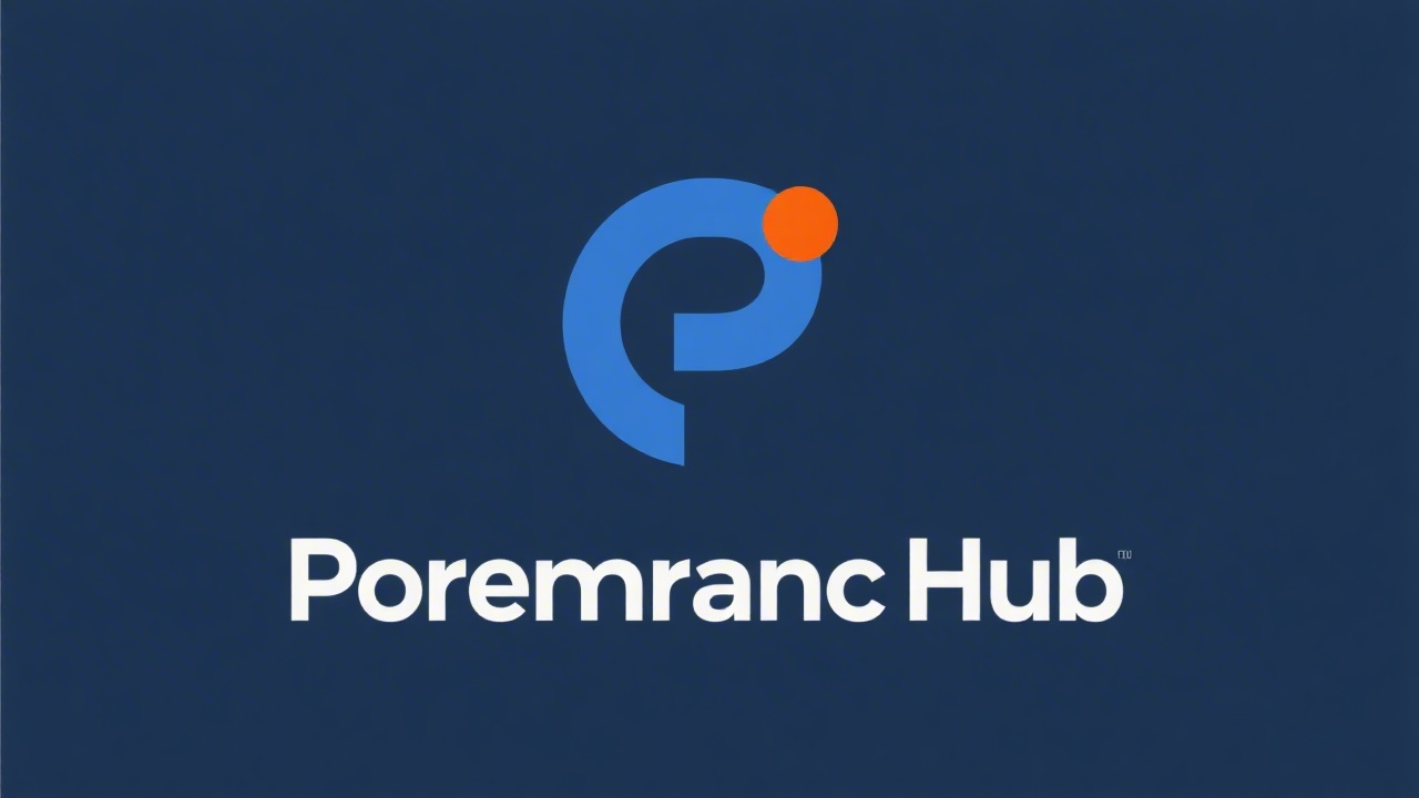 Simple geometric logo with a navy circular mark and a minimal orange dot, clean sans‑serif wordmark Poremaranc Hub for easy recognition